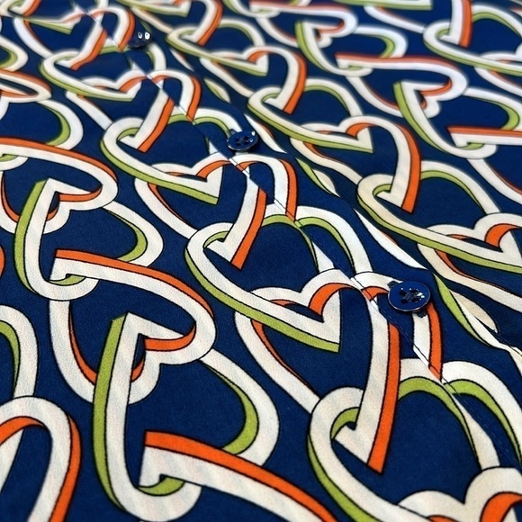 Cabi | Armour Blue Heart Chain Print Collared Sleeveless Shirtdress Style 5370 - Picture 15 of 16